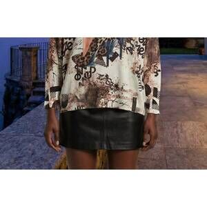 NEW LOOWIE leopard round neck knit printed sweater in chocolate